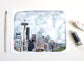 Print of the Seattle Skyline with the Space Needle. Looks like a watercolor painting.