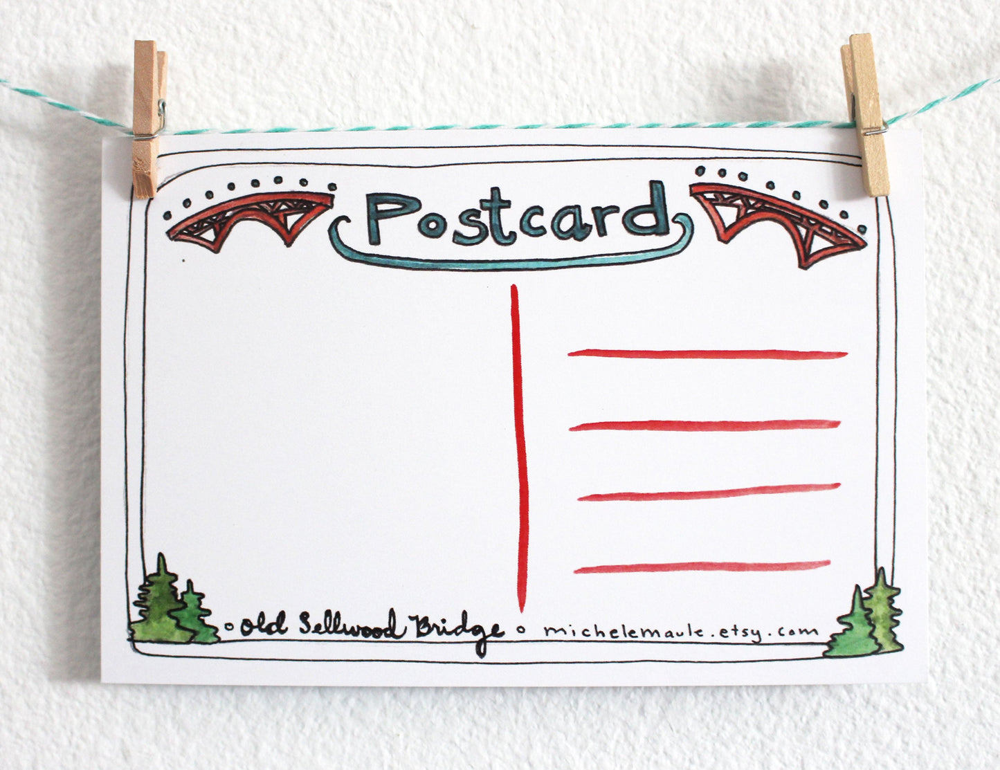 Illustrated Portland Postcard Sellwood Bridge