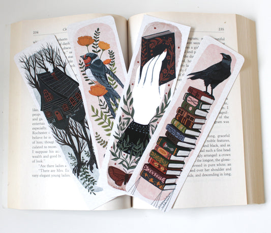 Charming Bookworm Essential: Set of Four Illustrated Bookmarks