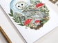 Snow Owl Greeting Card: Woodland Illustration