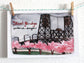 Portland, Oregon Steel Bridge with Cherry Blossoms Illustrated Postcard.