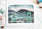 Portland Oregon Illustrated Card Snowy St Johns Bridge