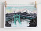 Portland Oregon St Johns Bridge Illustrated Postcard