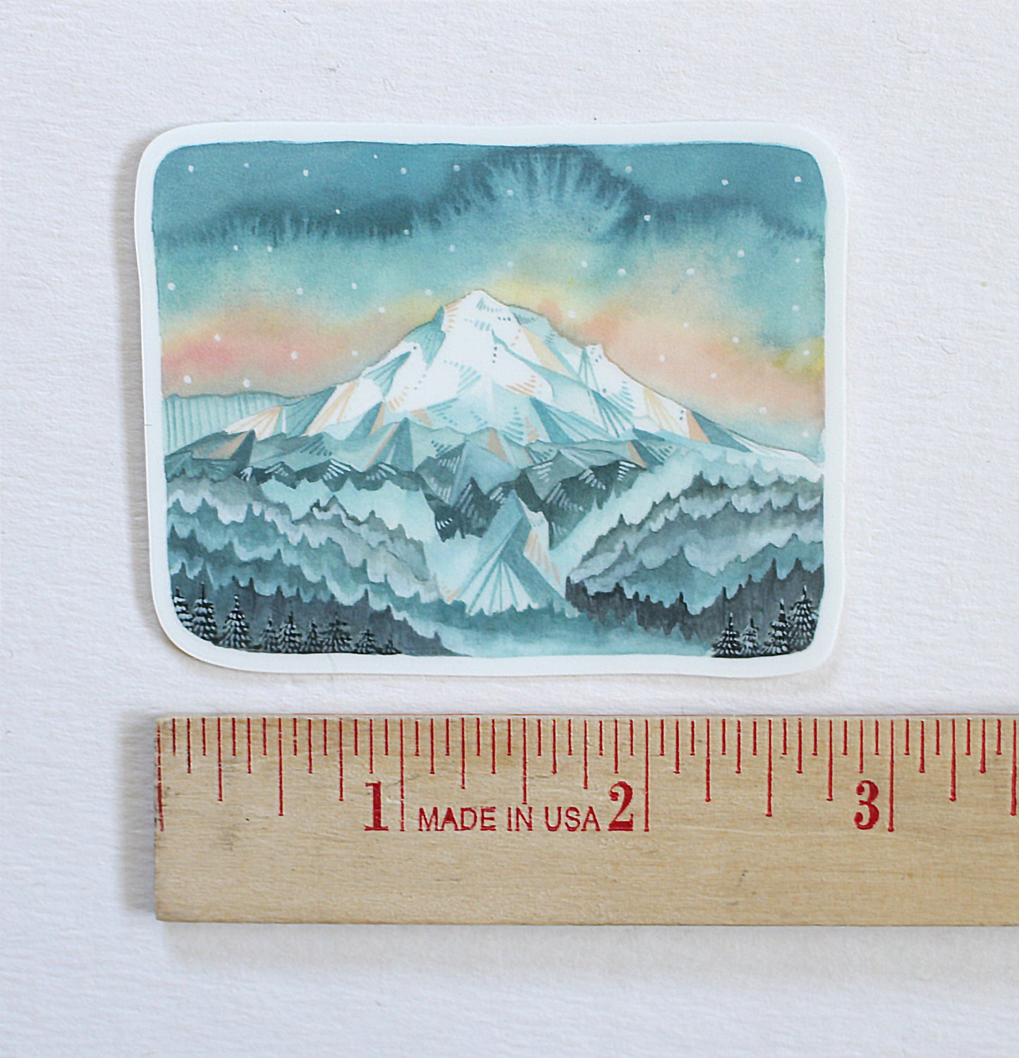 Set of Three Hand Illustrated  Vinyl Stickers - Three Views of Mt Hood