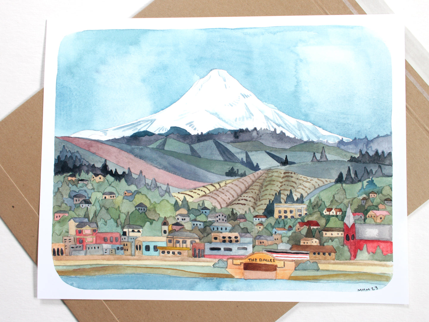 The Dalles Oregon Landscape Art Print - 11x14