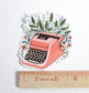 Typewriter with Flowers Durable Vinyl Sticker
