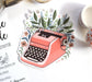Typewriter with Flowers Durable Vinyl Sticker