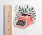 Typewriter with Flowers Durable Vinyl Sticker