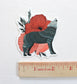 Vinyl Sticker - Grey Wolf with Poppies