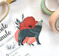Vinyl Sticker - Grey Wolf with Poppies